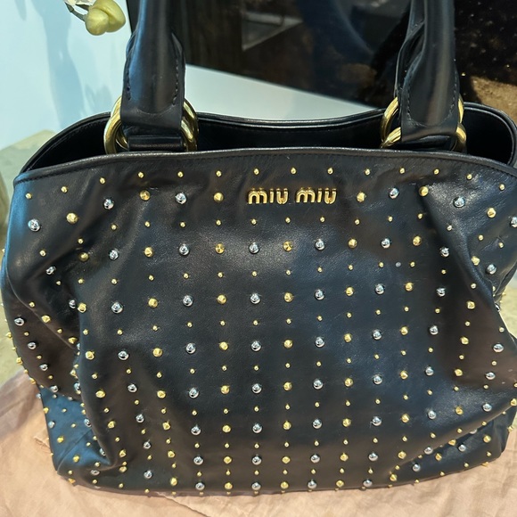 Miu Miu gold and silver studded shoulder bag - Picture 2 of 9